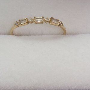 Gorjana Baguette White Topaz and Diamond Ring. Size 7.